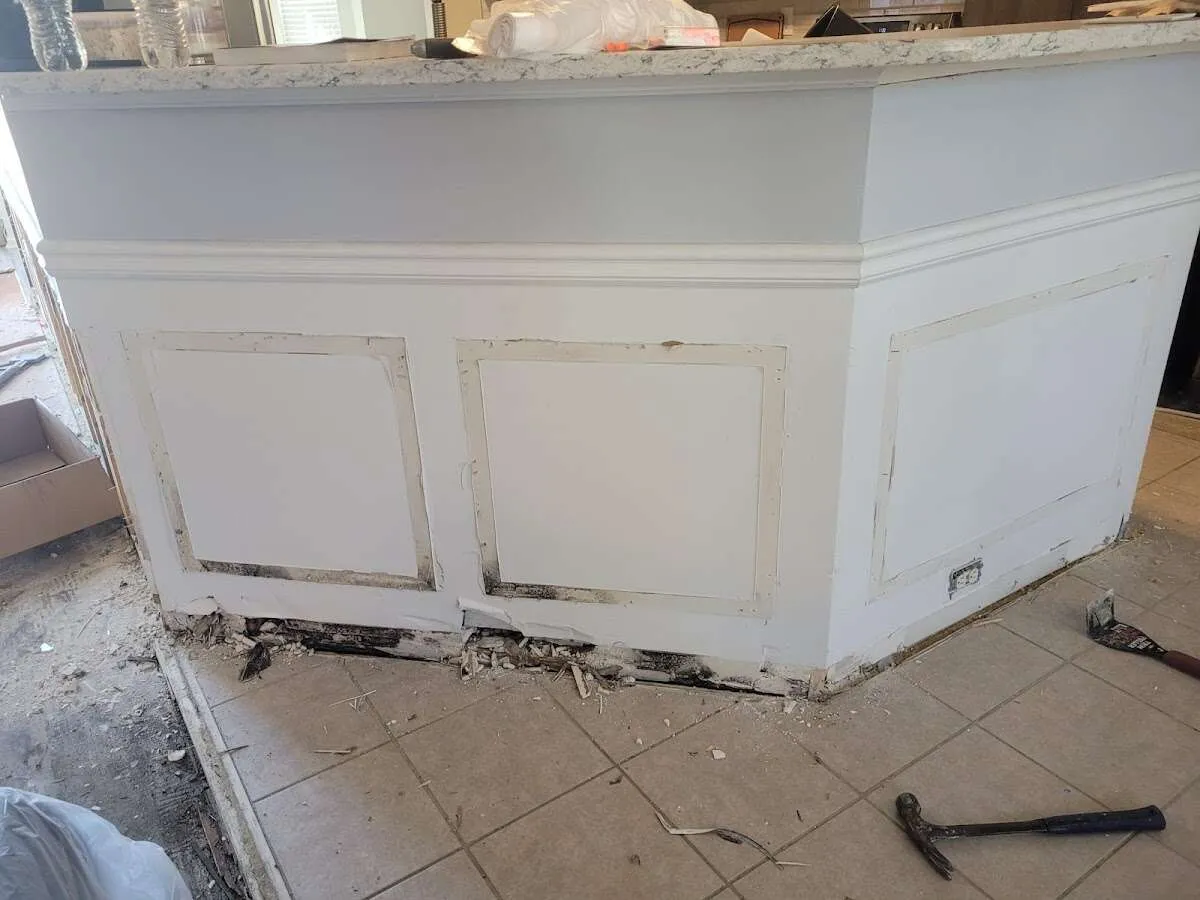 Water damage and mold on kitchen during Storm Damage Restoration in Moosic